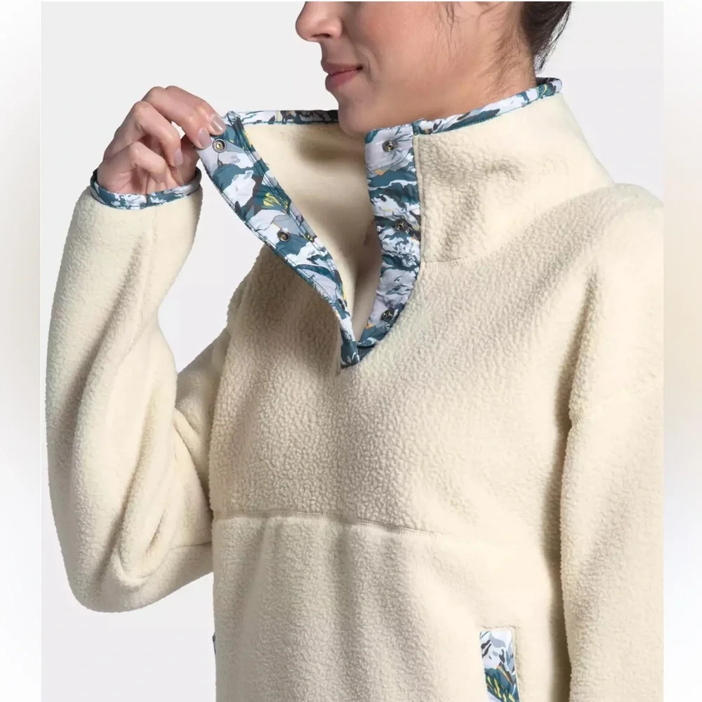 The north‎ face women's liberty cragmont 1/4 zip fleece white & floral jacket XS